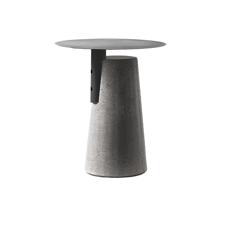 Contemporary Metal Round Side Table Concrete Pedestal End Table