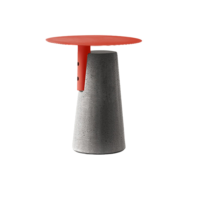 Contemporary Metal Round Side Table Concrete Pedestal End Table