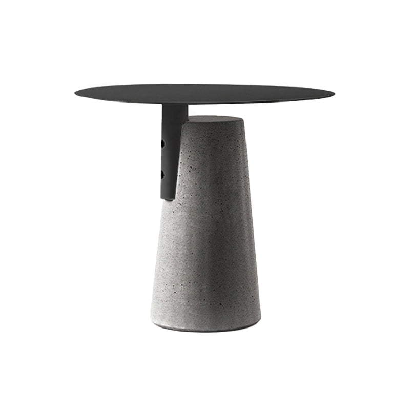 Contemporary Metal Round Side Table Concrete Pedestal End Table