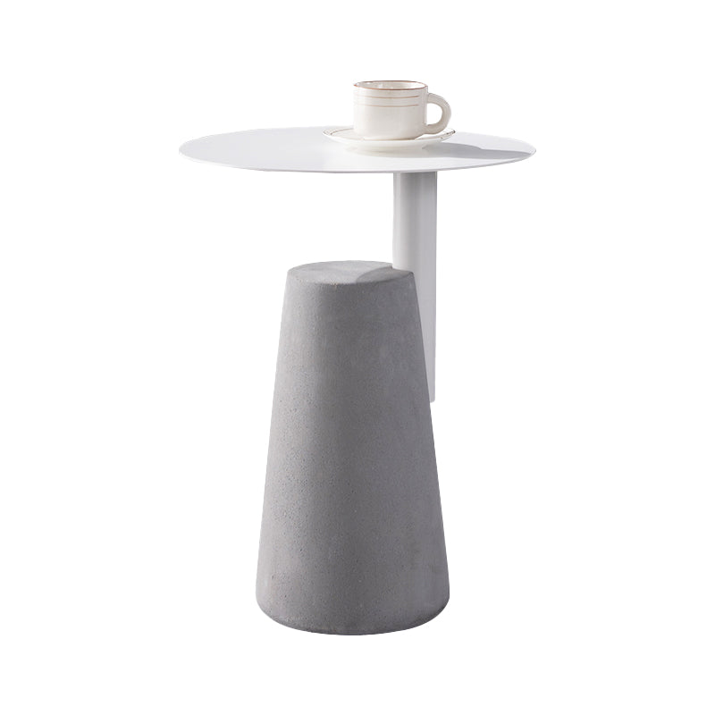 Contemporary Metal Round Side Table Concrete Pedestal End Table