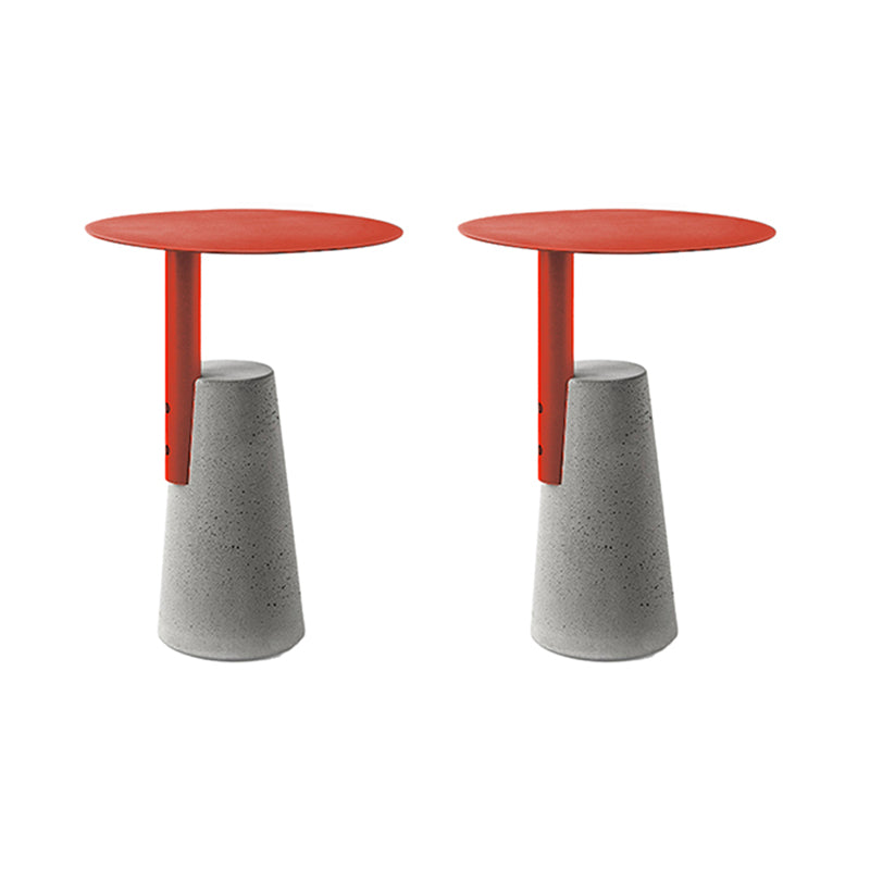 Contemporary Metal Round Side Table Concrete Pedestal End Table