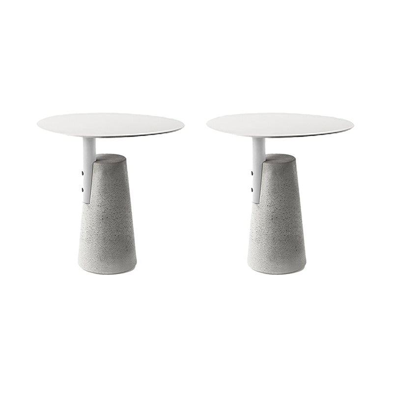 Contemporary Metal Round Side Table Concrete Pedestal End Table