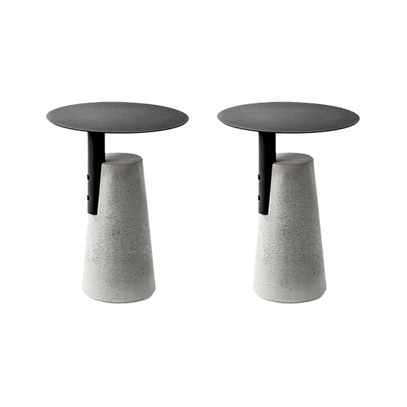 Contemporary Metal Round Side Table Concrete Pedestal End Table