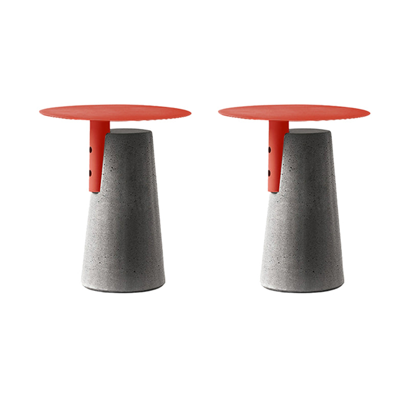 Contemporary Metal Round Side Table Concrete Pedestal End Table
