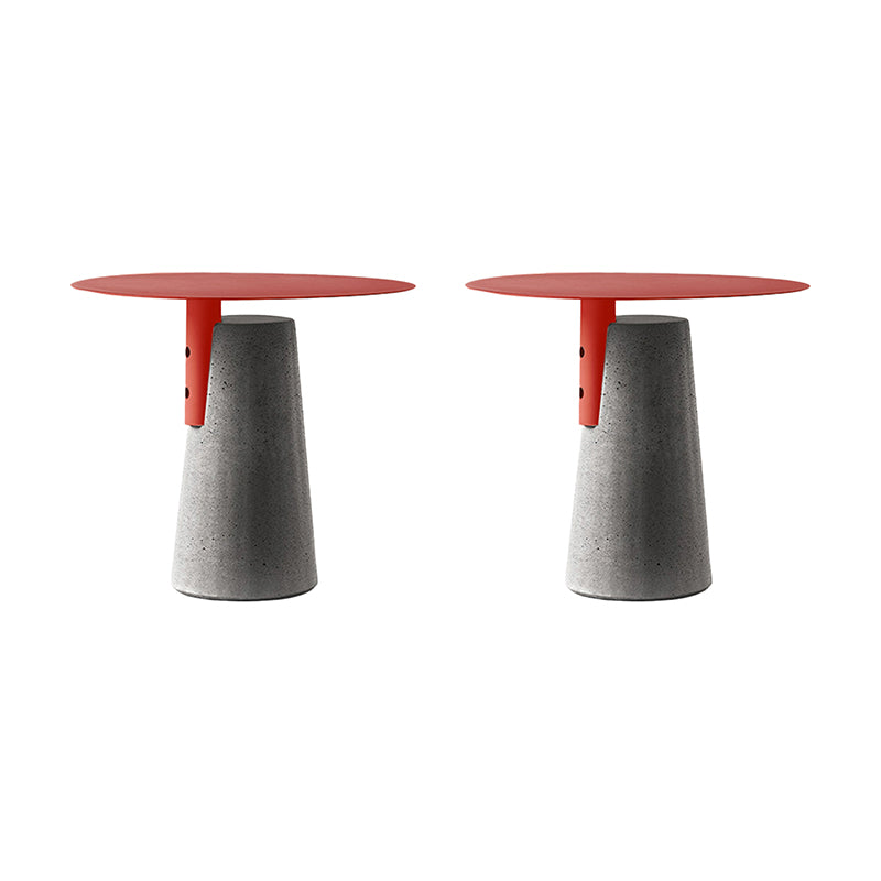 Contemporary Metal Round Side Table Concrete Pedestal End Table
