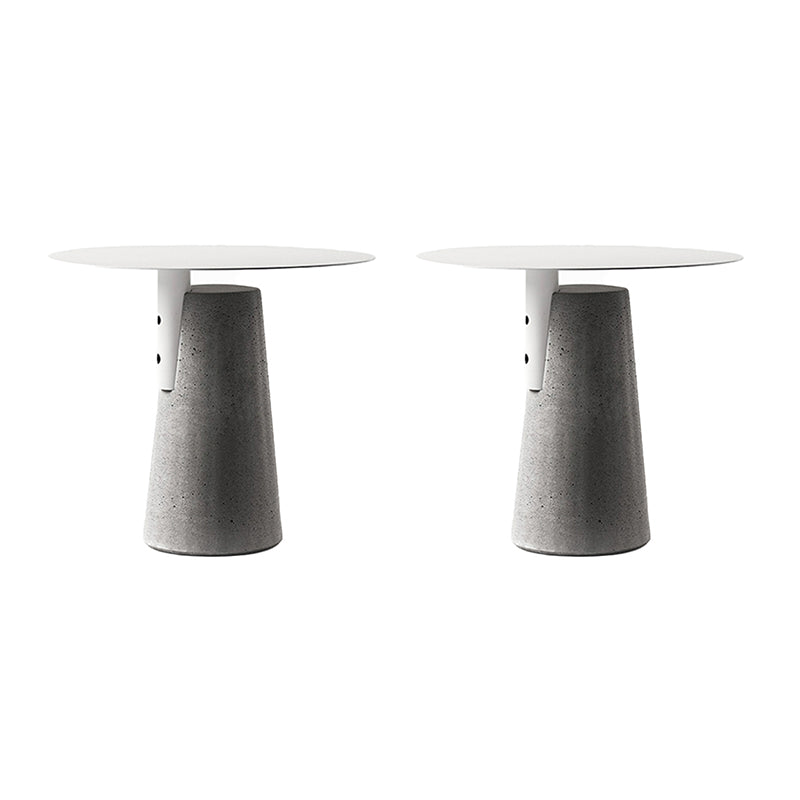 Contemporary Metal Round Side Table Concrete Pedestal End Table