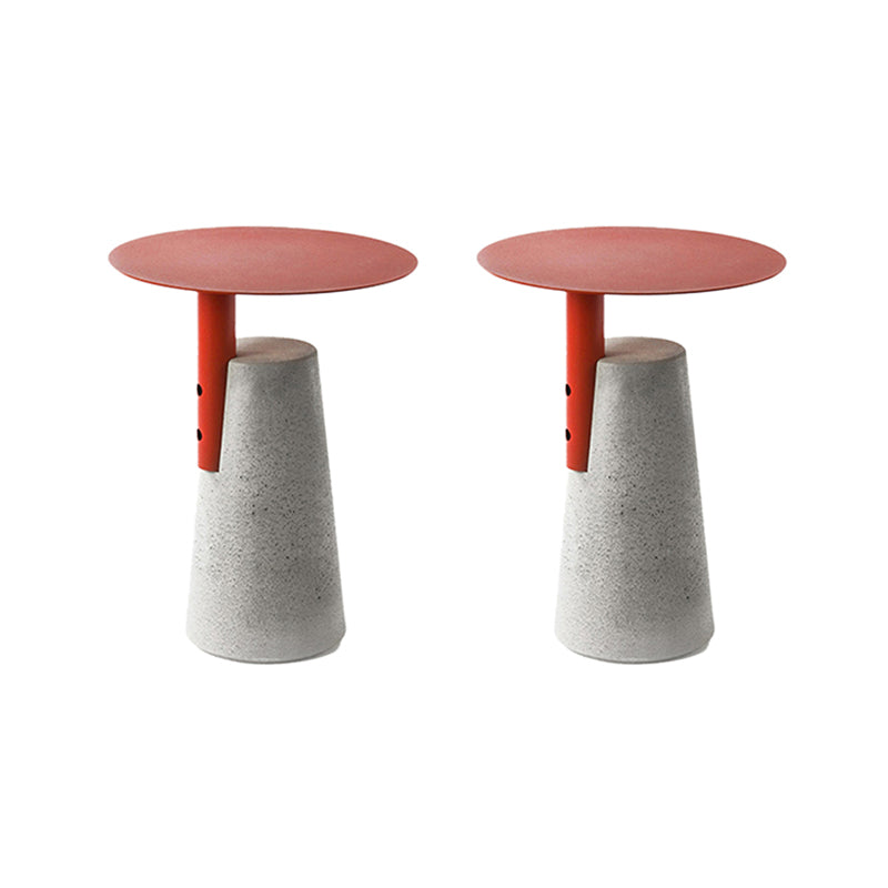 Contemporary Metal Round Side Table Concrete Pedestal End Table