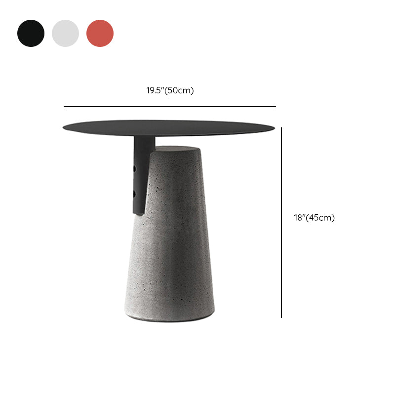Contemporary Metal Round Side Table Concrete Pedestal End Table
