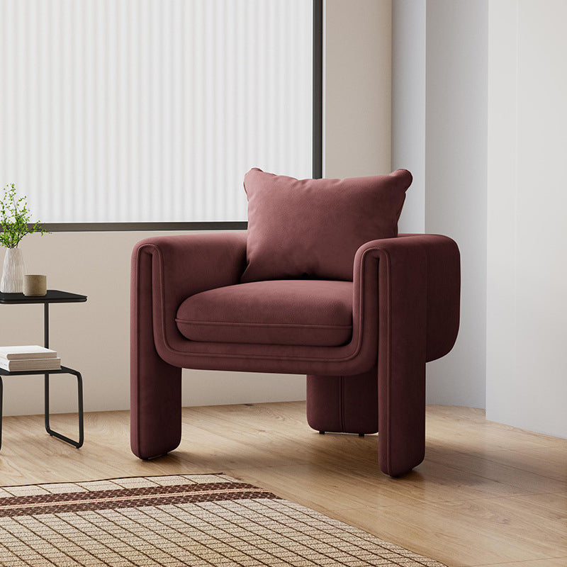 Modern Living Room Accent Armchair Round Arms Sled Arm Chair