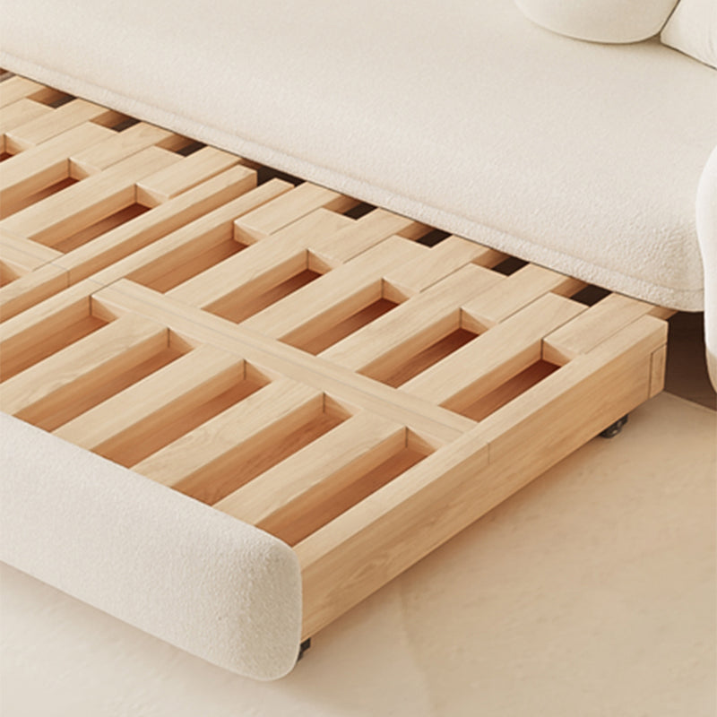 Scandinavian 32.28" Wool Sleeper Sofa Square Arm Sofa Bed in White