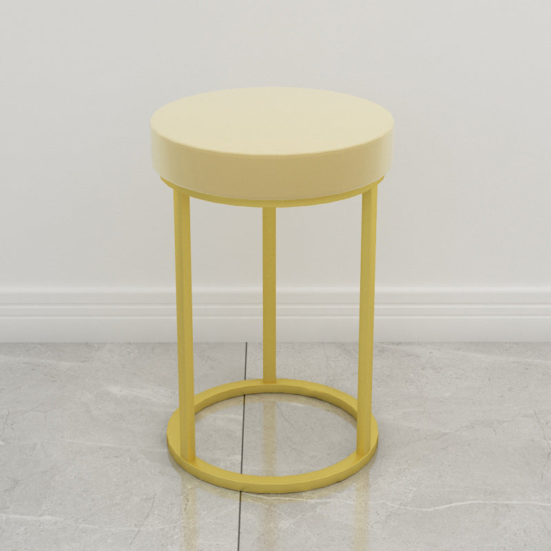 Mildew Resistant Ottoman Plain Velvet Contemporary Round Metal Frame Ottoman