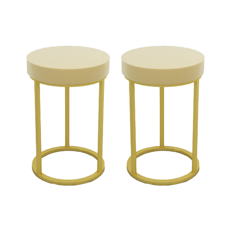 Mildew Resistant Ottoman Plain Velvet Contemporary Round Metal Frame Ottoman