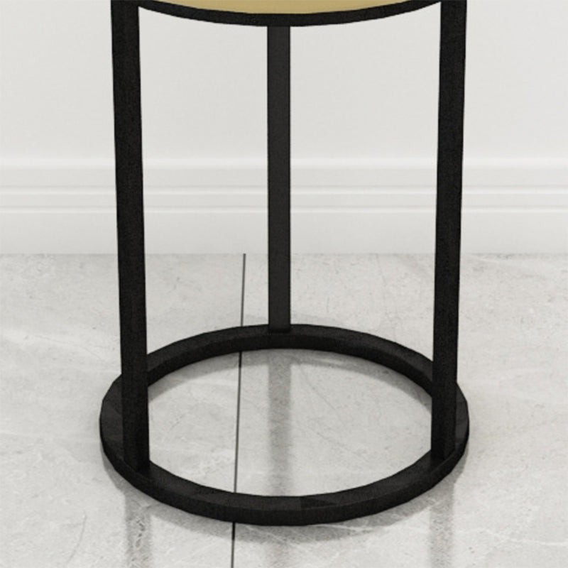 Mildew Resistant Ottoman Plain Velvet Contemporary Round Metal Frame Ottoman