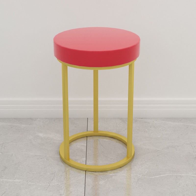 Mildew Resistant Ottoman Plain Velvet Contemporary Round Metal Frame Ottoman