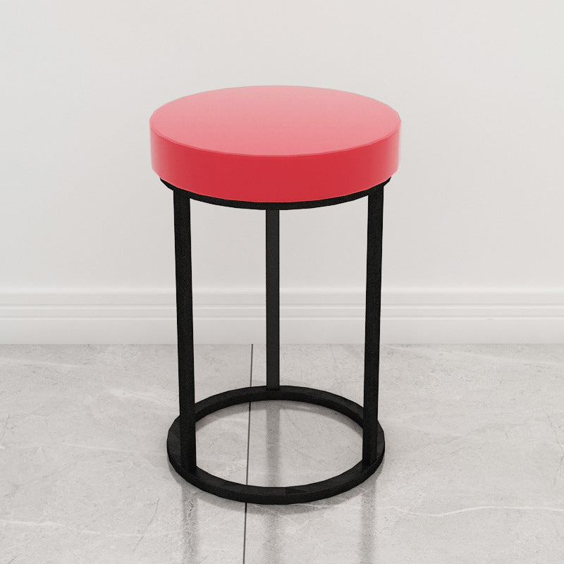 Mildew Resistant Ottoman Plain Velvet Contemporary Round Metal Frame Ottoman