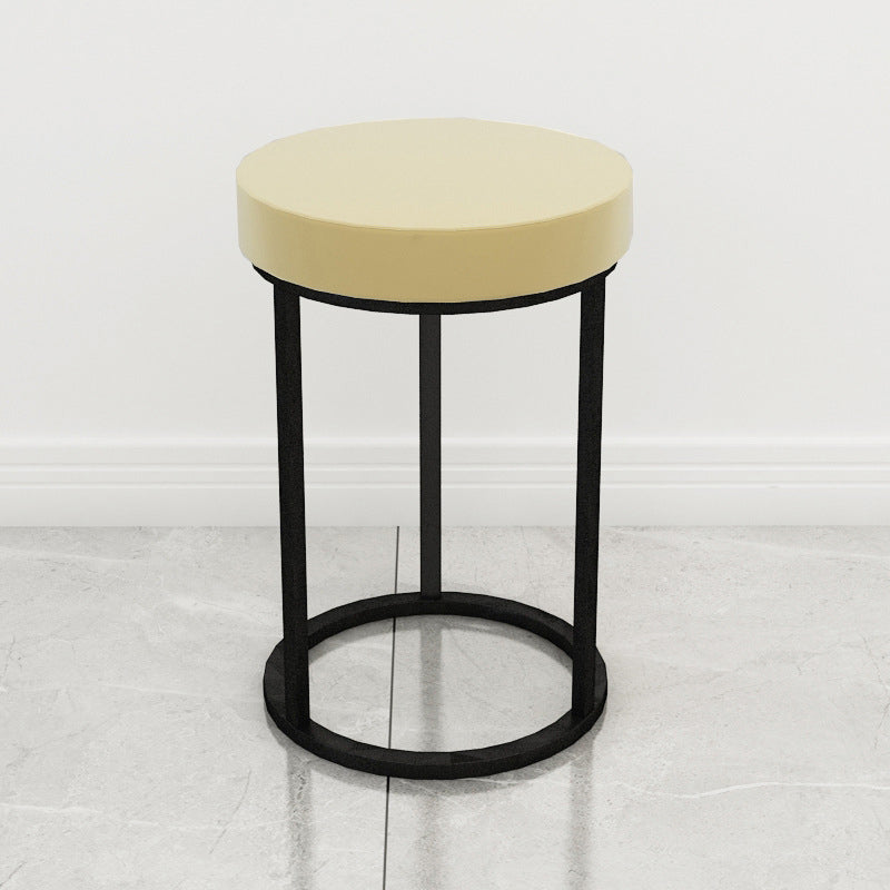 Mildew Resistant Ottoman Plain Velvet Contemporary Round Metal Frame Ottoman