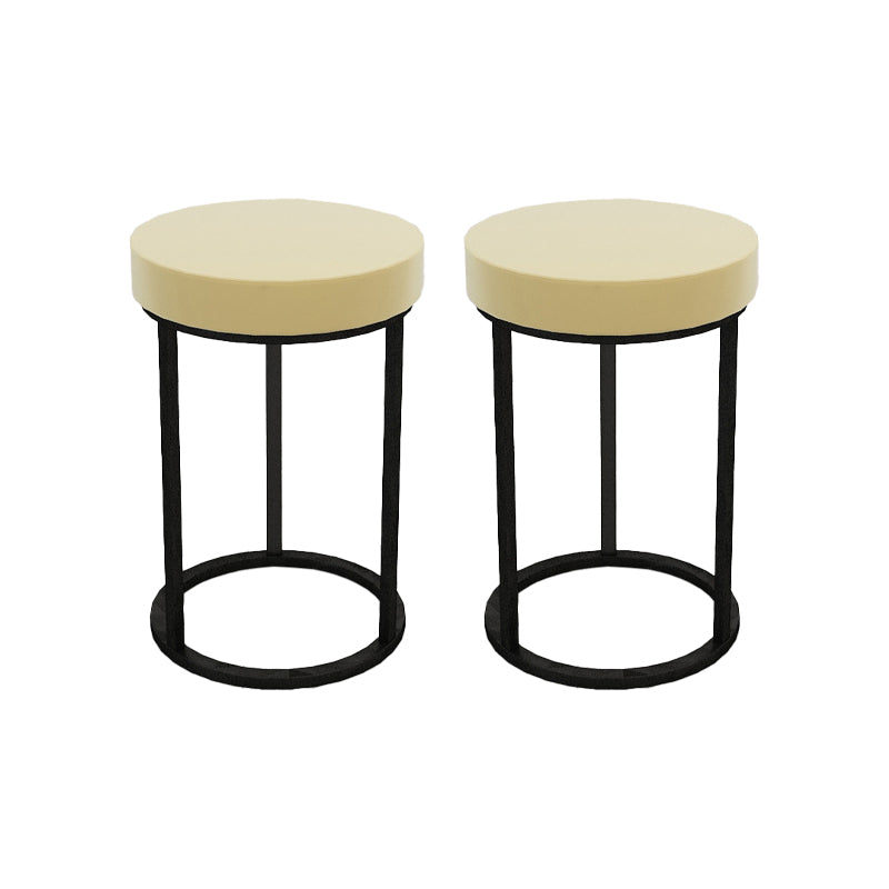 Mildew Resistant Ottoman Plain Velvet Contemporary Round Metal Frame Ottoman