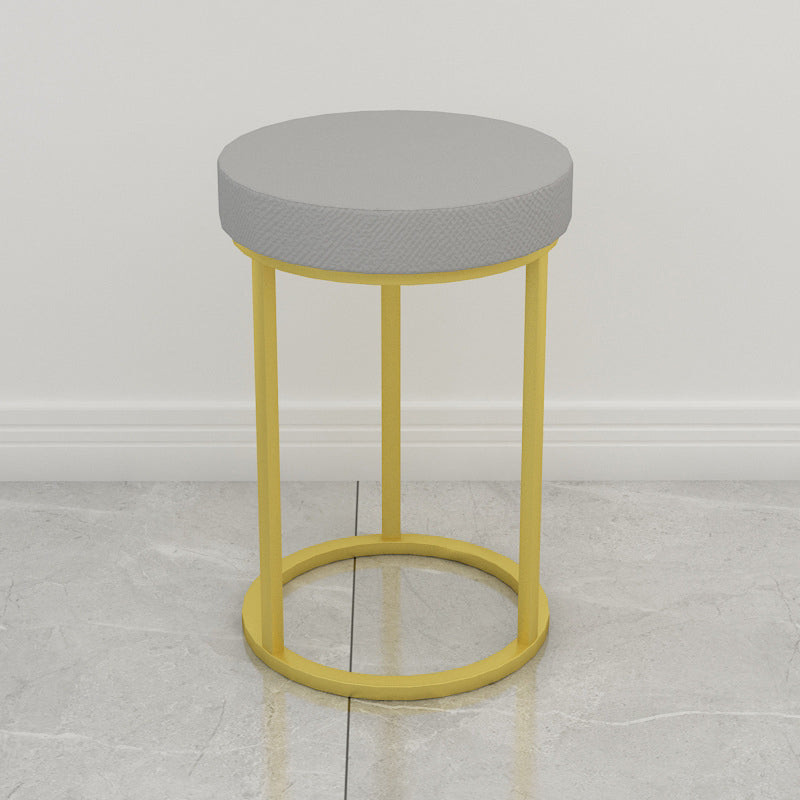 Mildew Resistant Ottoman Plain Velvet Contemporary Round Metal Frame Ottoman