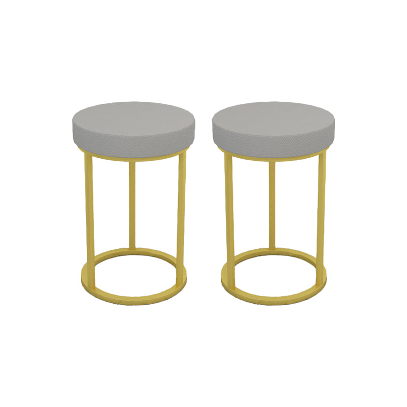 Mildew Resistant Ottoman Plain Velvet Contemporary Round Metal Frame Ottoman