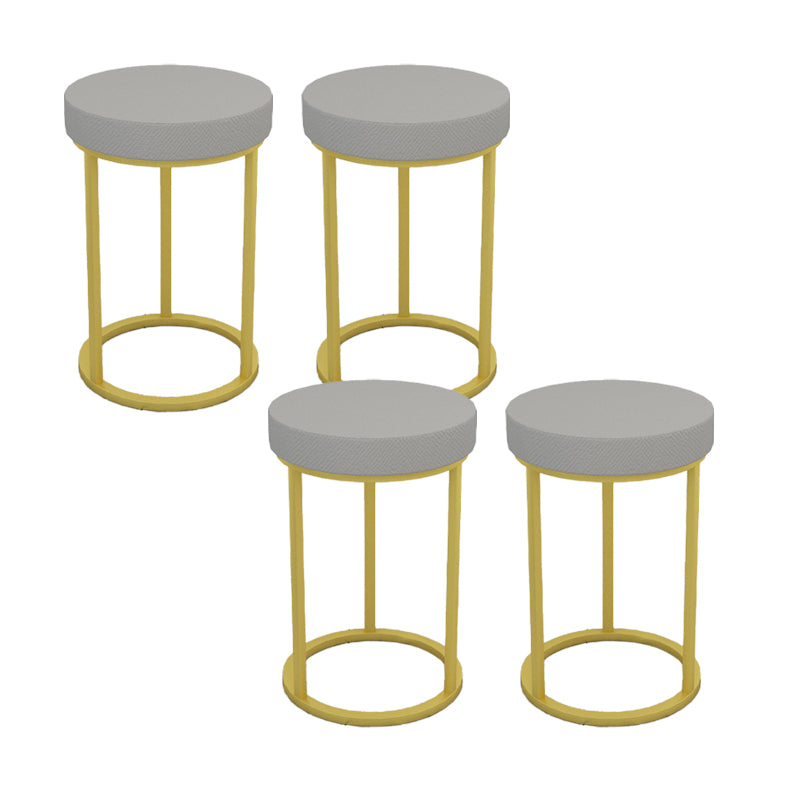 Mildew Resistant Ottoman Plain Velvet Contemporary Round Metal Frame Ottoman