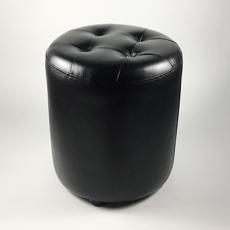Mid-Century Modern Pouf Ottoman Genuine Leather Upholstered Tufted Square Ottoman