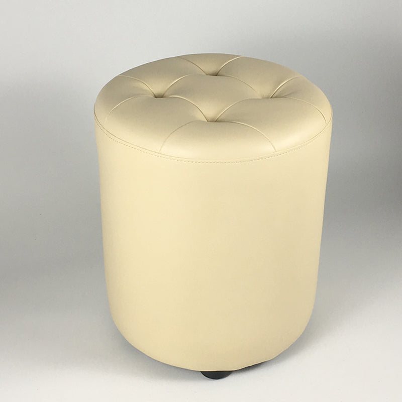 Mid-Century Modern Pouf Ottoman Genuine Leather Upholstered Tufted Square Ottoman