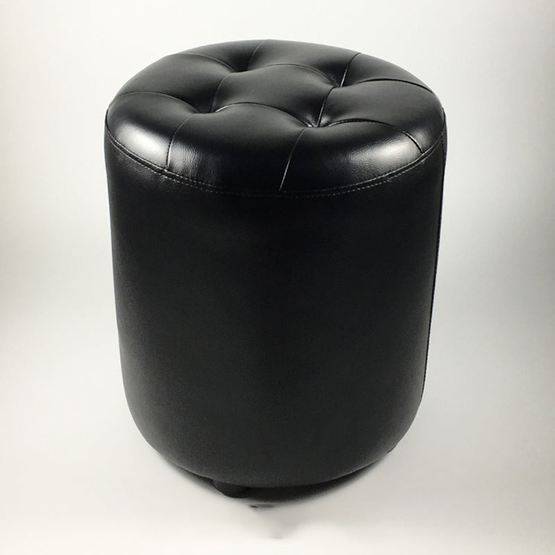 Mid-Century Modern Pouf Ottoman Genuine Leather Upholstered Tufted Square Ottoman