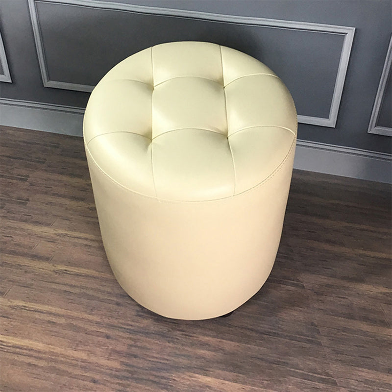 Mid-Century Modern Pouf Ottoman Genuine Leather Upholstered Tufted Square Ottoman