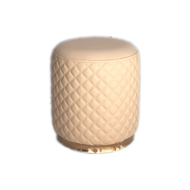 Glam Pouf Ottoman Faux Leather Upholstered Square Ottoman with Metal Legs