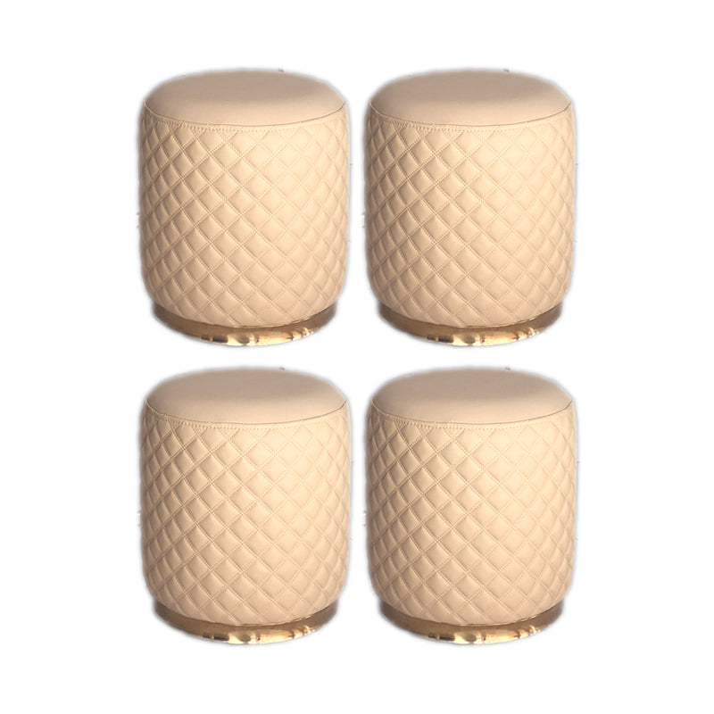 Glam Pouf Ottoman Faux Leather Upholstered Square Ottoman with Metal Legs