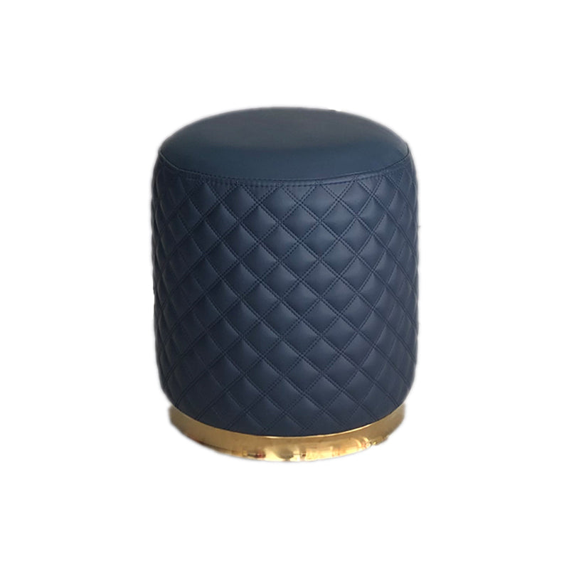 Glam Pouf Ottoman Faux Leather Upholstered Square Ottoman with Metal Legs