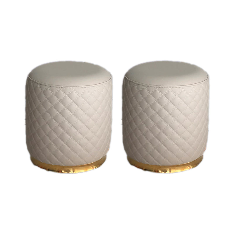 Glam Pouf Ottoman Faux Leather Upholstered Square Ottoman with Metal Legs