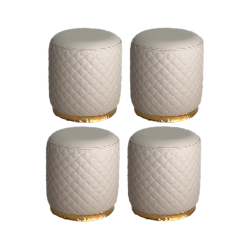 Glam Pouf Ottoman Faux Leather Upholstered Square Ottoman with Metal Legs