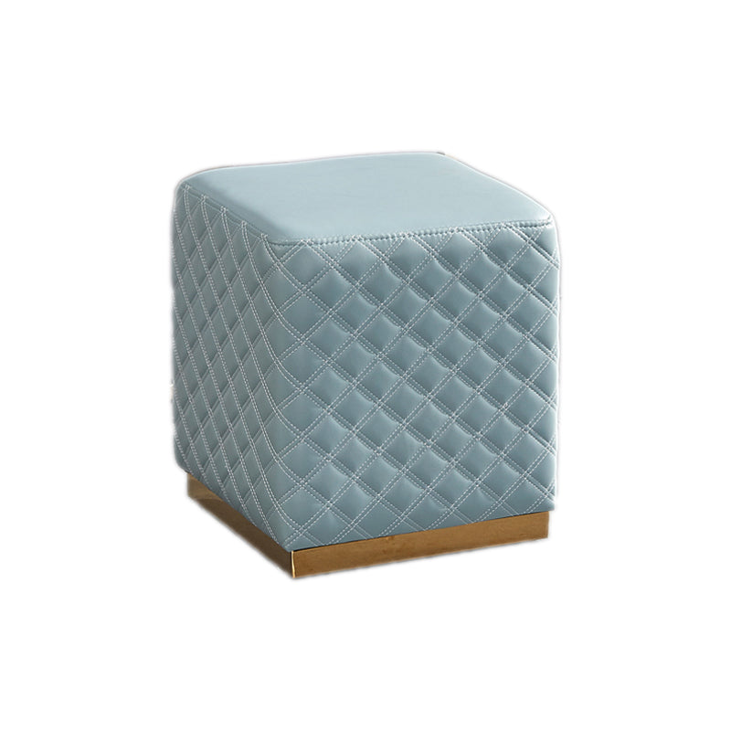 Glam Pouf Ottoman Faux Leather Upholstered Square Ottoman with Metal Legs