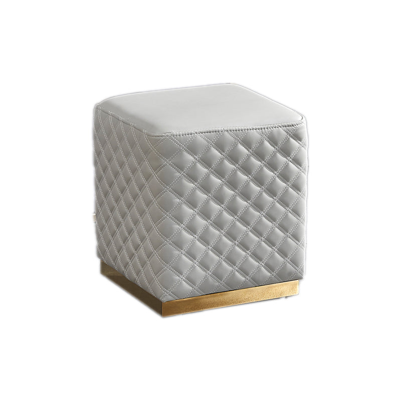 Glam Pouf Ottoman Faux Leather Upholstered Square Ottoman with Metal Legs