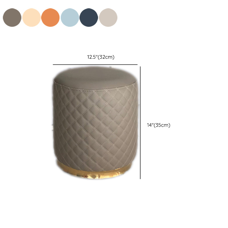 Glam Pouf Ottoman Faux Leather Upholstered Square Ottoman with Metal Legs