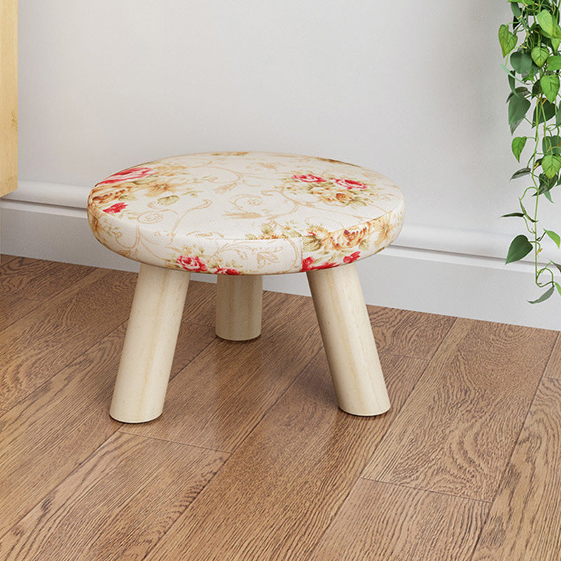 Cotton Linen Ottoman Wood Frame Whole Colored Contemporary Upholstered Ottoman