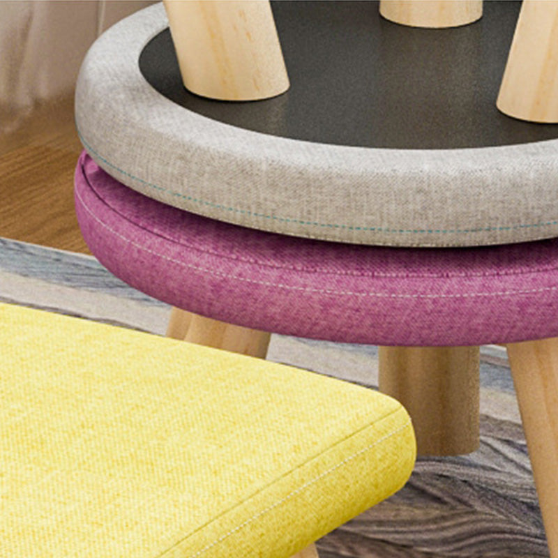 Cotton Linen Ottoman Wood Frame Whole Colored Contemporary Upholstered Ottoman