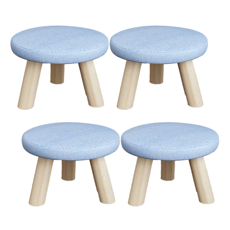 Cotton Linen Ottoman Wood Frame Whole Colored Contemporary Upholstered Ottoman