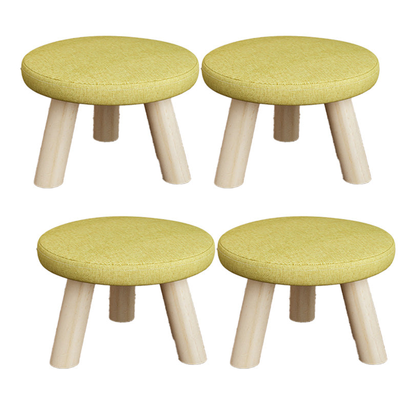 Cotton Linen Ottoman Wood Frame Whole Colored Contemporary Upholstered Ottoman