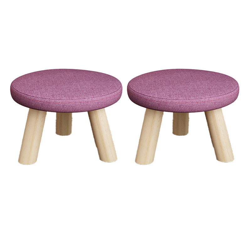 Cotton Linen Ottoman Wood Frame Whole Colored Contemporary Upholstered Ottoman
