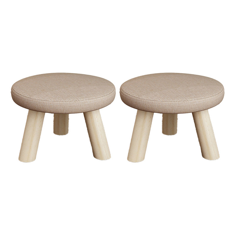 Cotton Linen Ottoman Wood Frame Whole Colored Contemporary Upholstered Ottoman