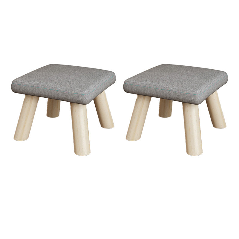 Cotton Linen Ottoman Wood Frame Whole Colored Contemporary Upholstered Ottoman