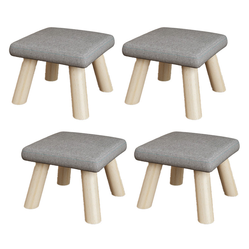 Cotton Linen Ottoman Wood Frame Whole Colored Contemporary Upholstered Ottoman