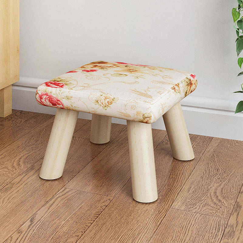 Cotton Linen Ottoman Wood Frame Whole Colored Contemporary Upholstered Ottoman