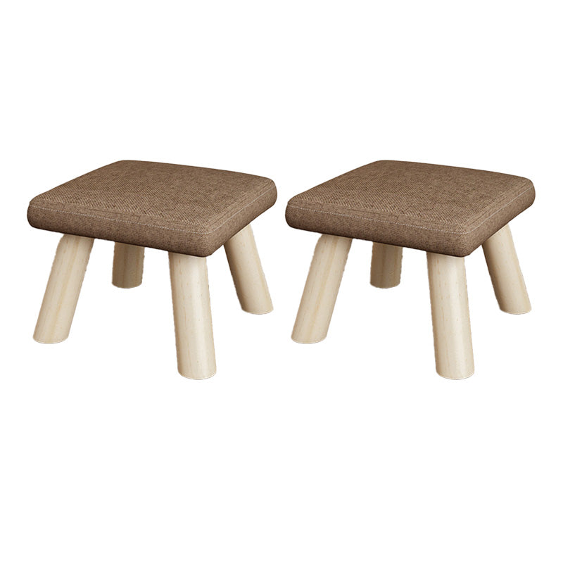 Cotton Linen Ottoman Wood Frame Whole Colored Contemporary Upholstered Ottoman