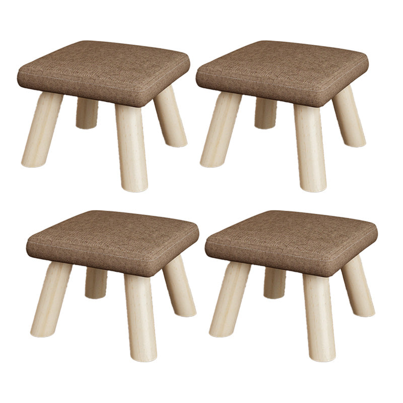 Cotton Linen Ottoman Wood Frame Whole Colored Contemporary Upholstered Ottoman