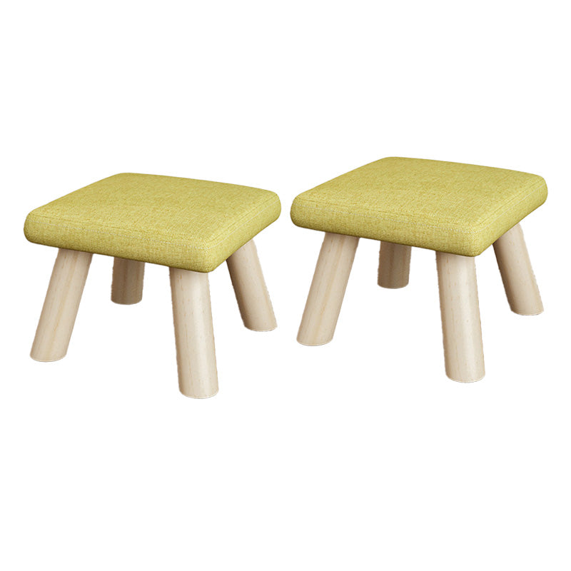 Cotton Linen Ottoman Wood Frame Whole Colored Contemporary Upholstered Ottoman