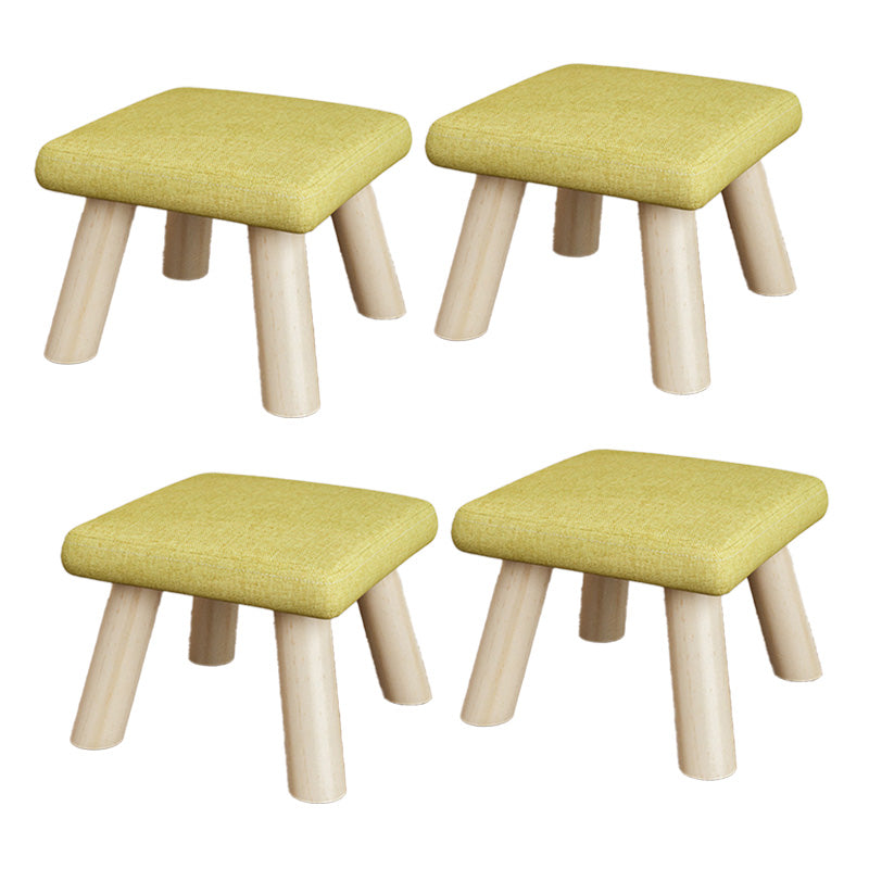 Cotton Linen Ottoman Wood Frame Whole Colored Contemporary Upholstered Ottoman