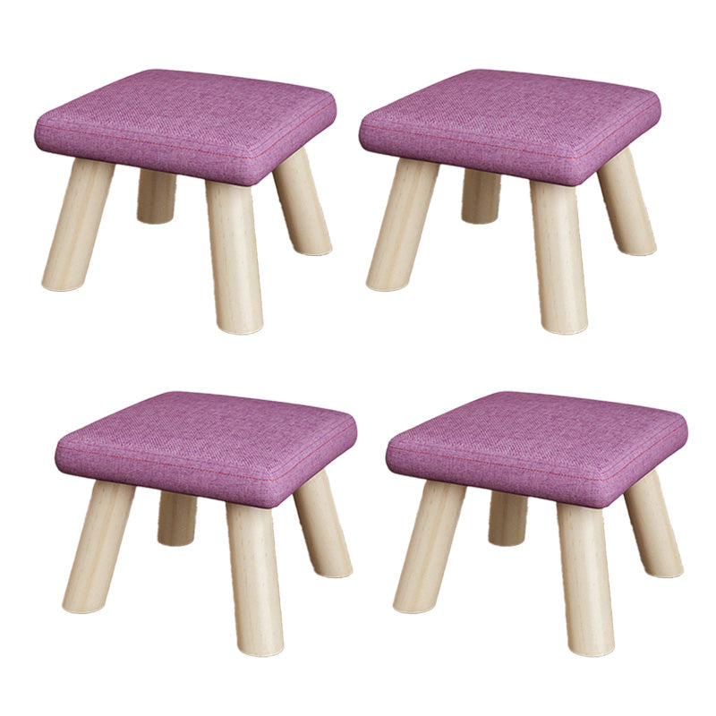 Cotton Linen Ottoman Wood Frame Whole Colored Contemporary Upholstered Ottoman